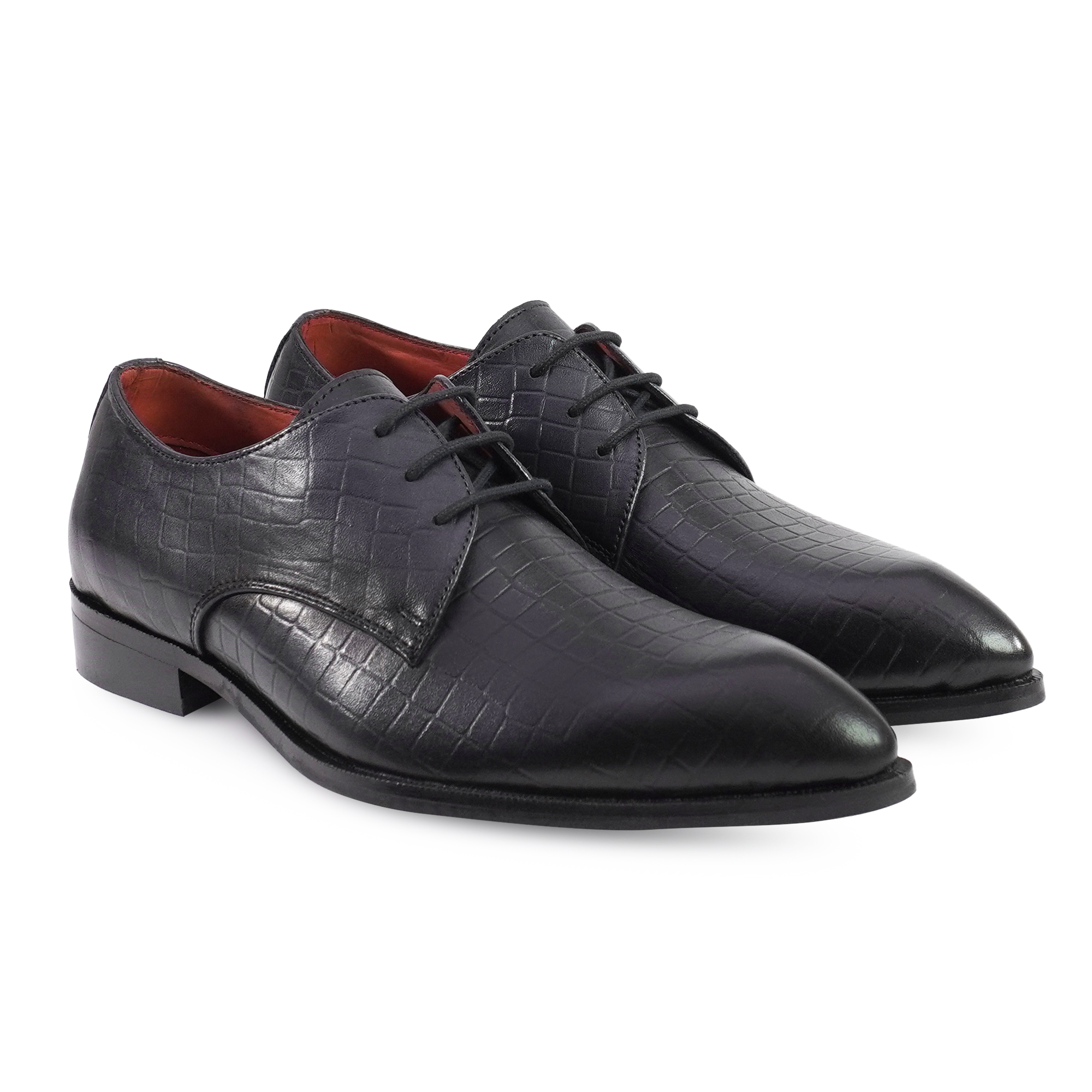2531 Pointer Print lace up Leather Shoes